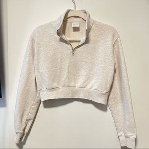 TNA Airy Fleece Cropped Quarter Zip